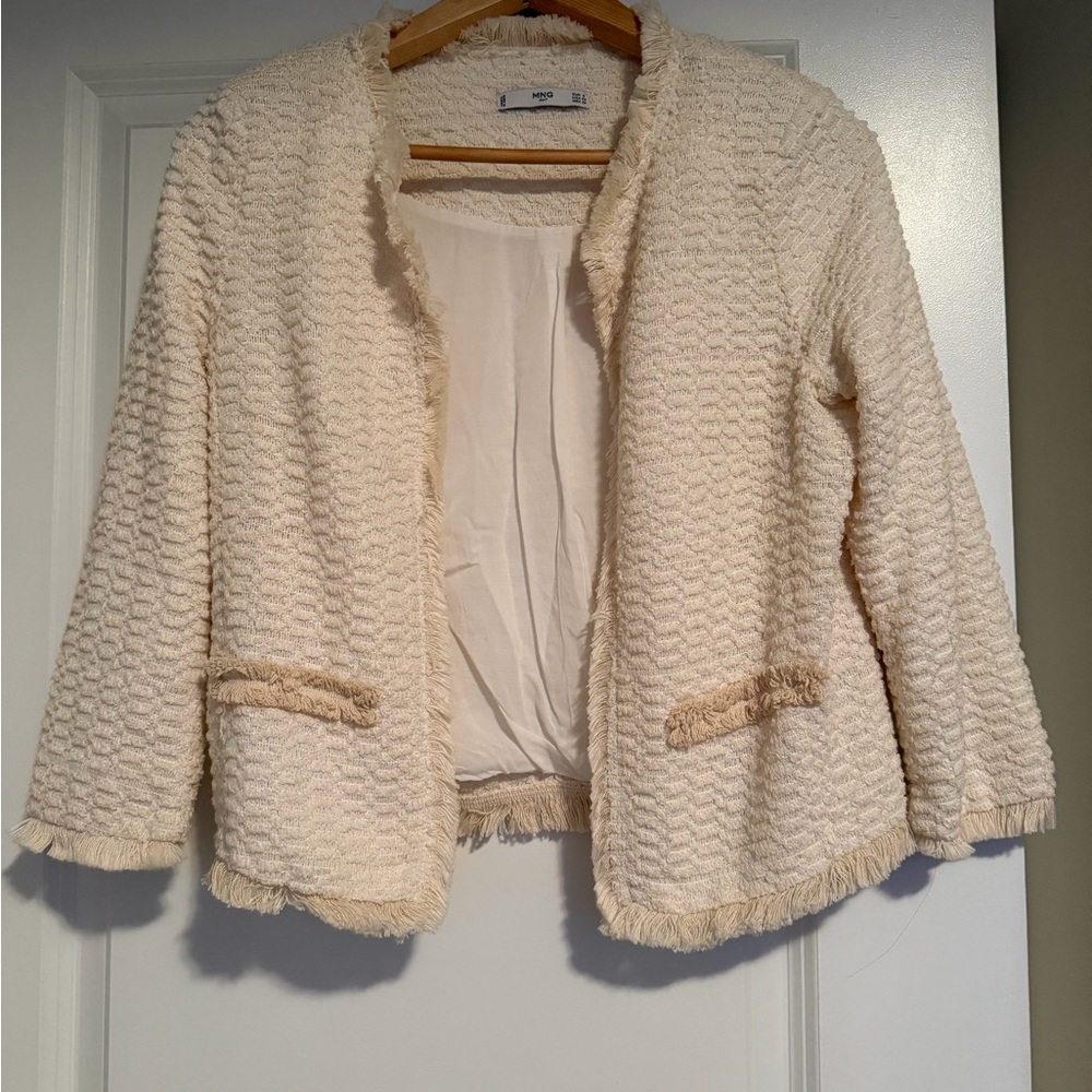 Mango Cream Textured Blazer